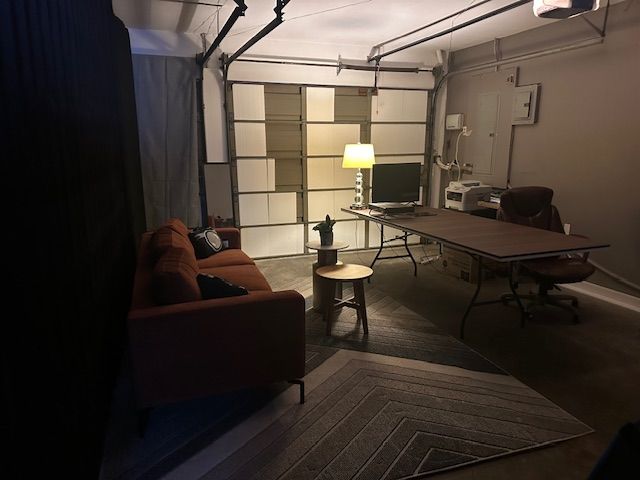 After: Cluttered Garage into a transformed Office 