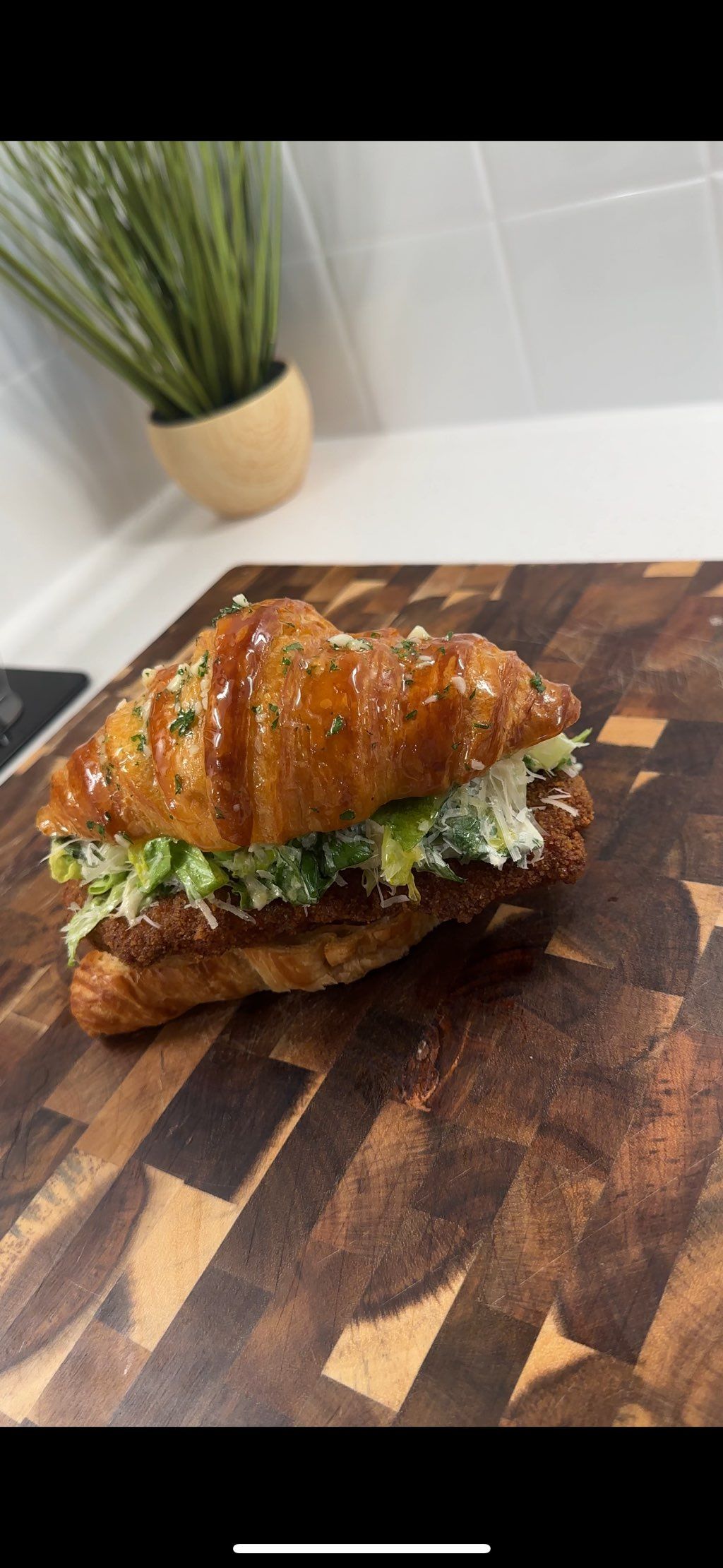 Crispy Fried Chicken Cesar Salad Croissant Sandwhi