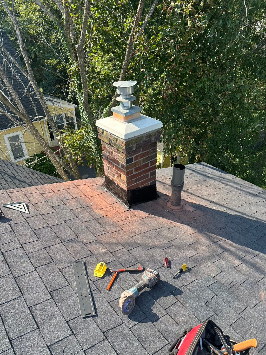 New chimney counter flashing.