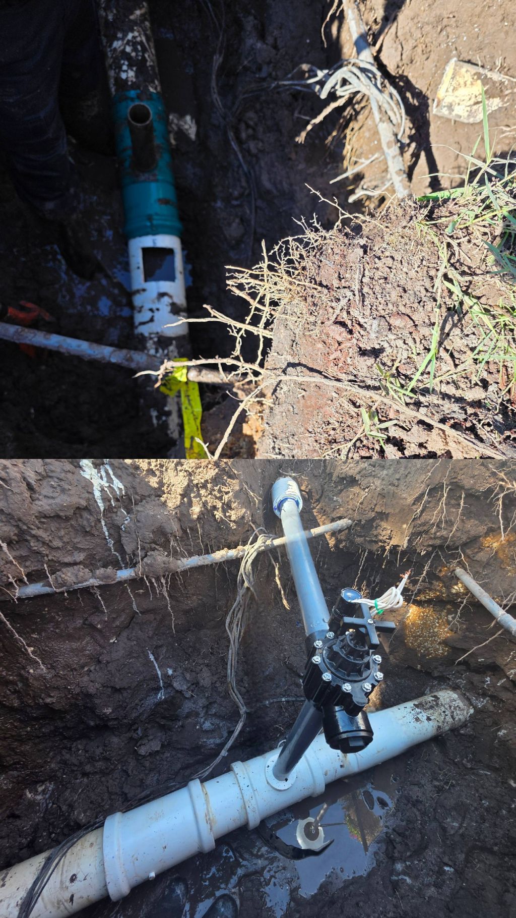 6" metal T cracked. Fixed with pvc knock on T and 