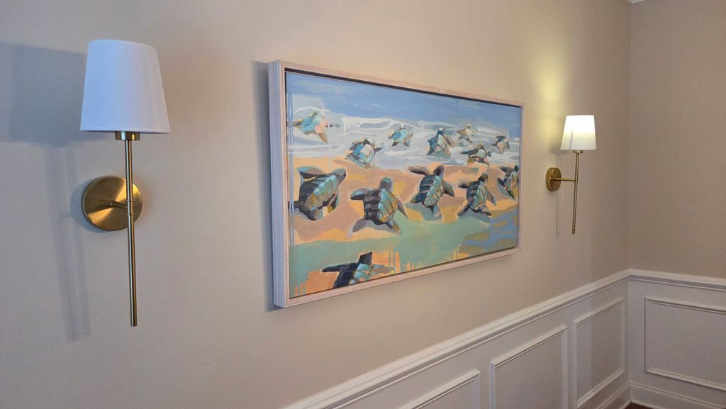 Picture hanging and lights installed