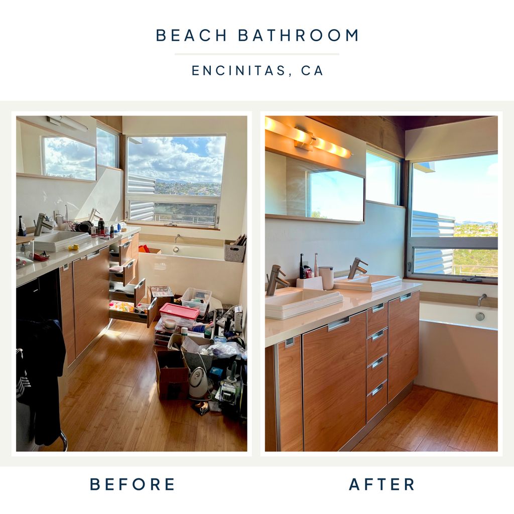 Bathroom unpacking and organizing, Encinitas, CA