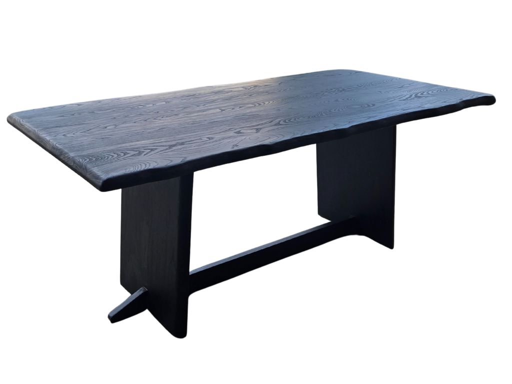 6' ebonized live edge ash dining table