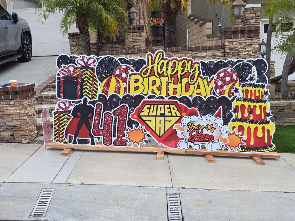 hemed yard cards for kids' parties! Superheroes, p
