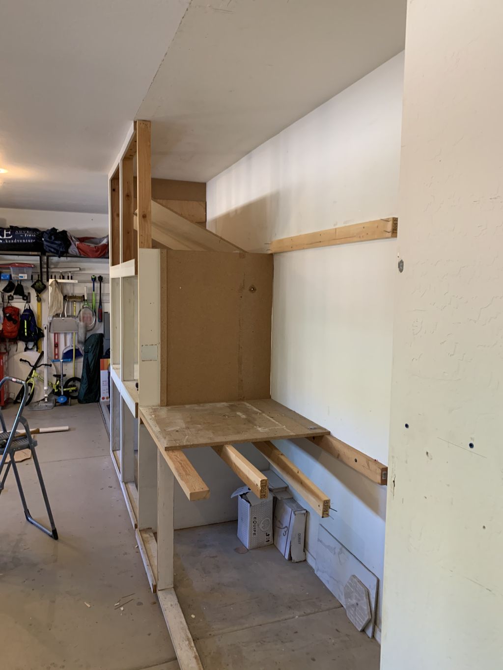 Ceiling Rack: demo of old cabinets with work bench