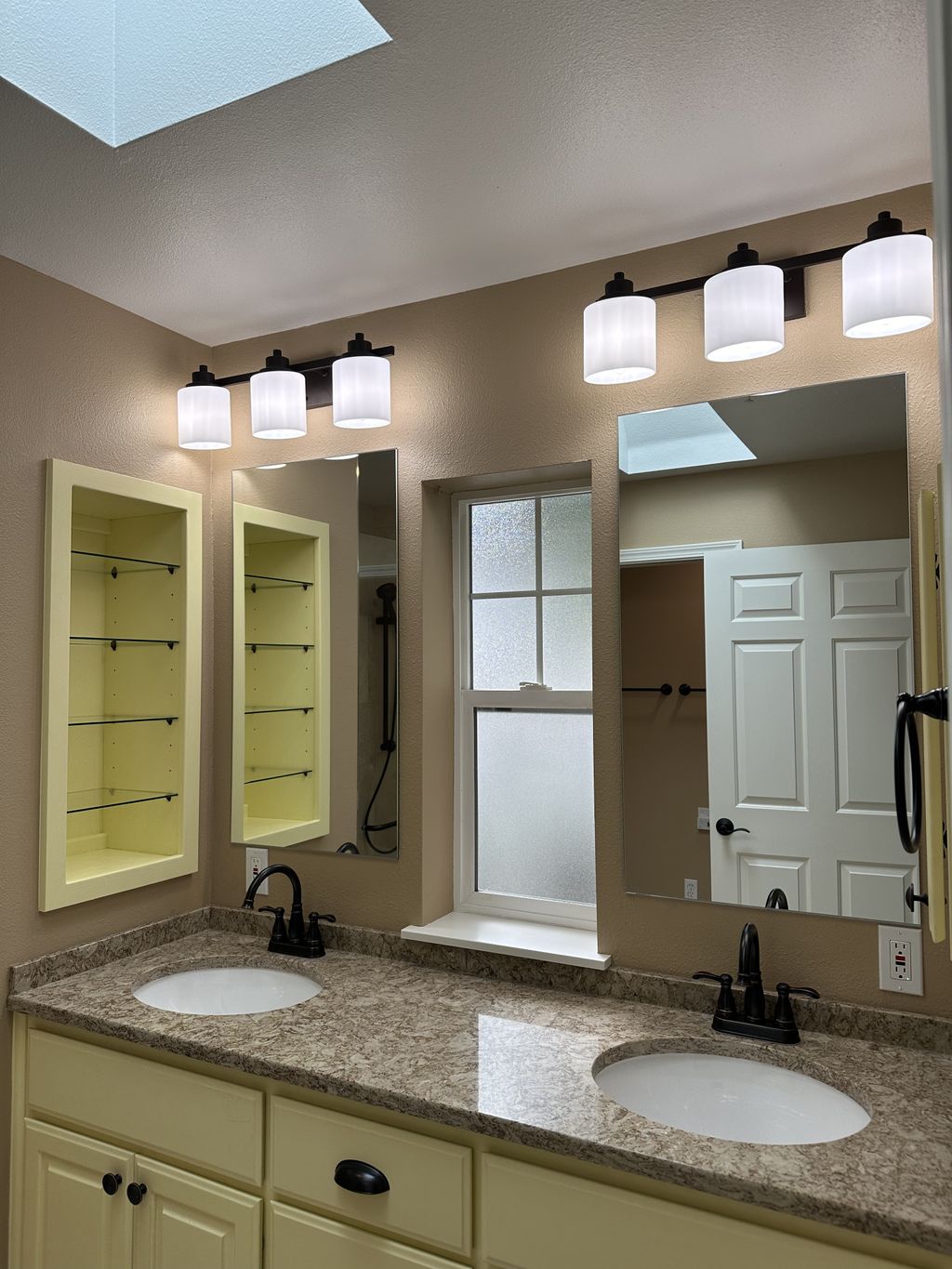 Vanity Mirror and Glass Shelving