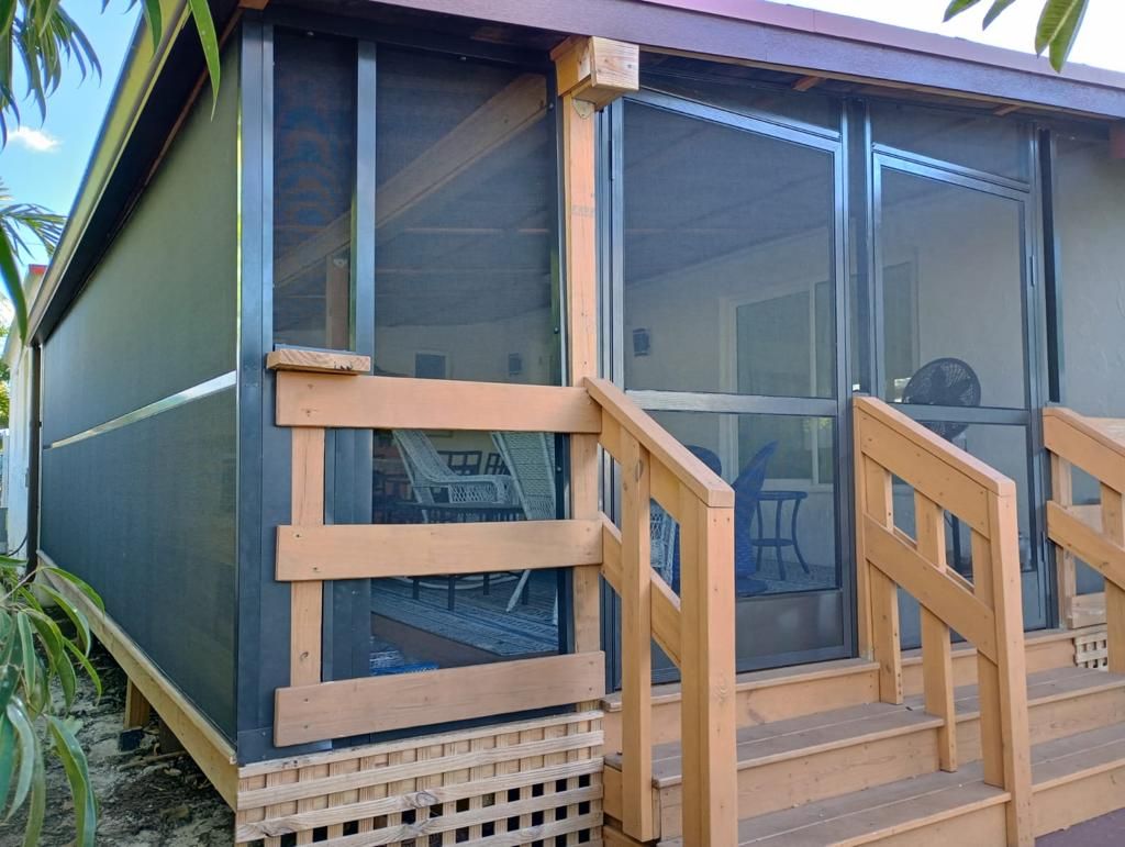 Custom lanai enclosure with complex cuts, finished