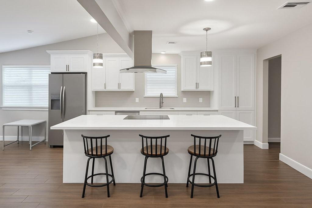 Installed new island pendant lights and assembled 