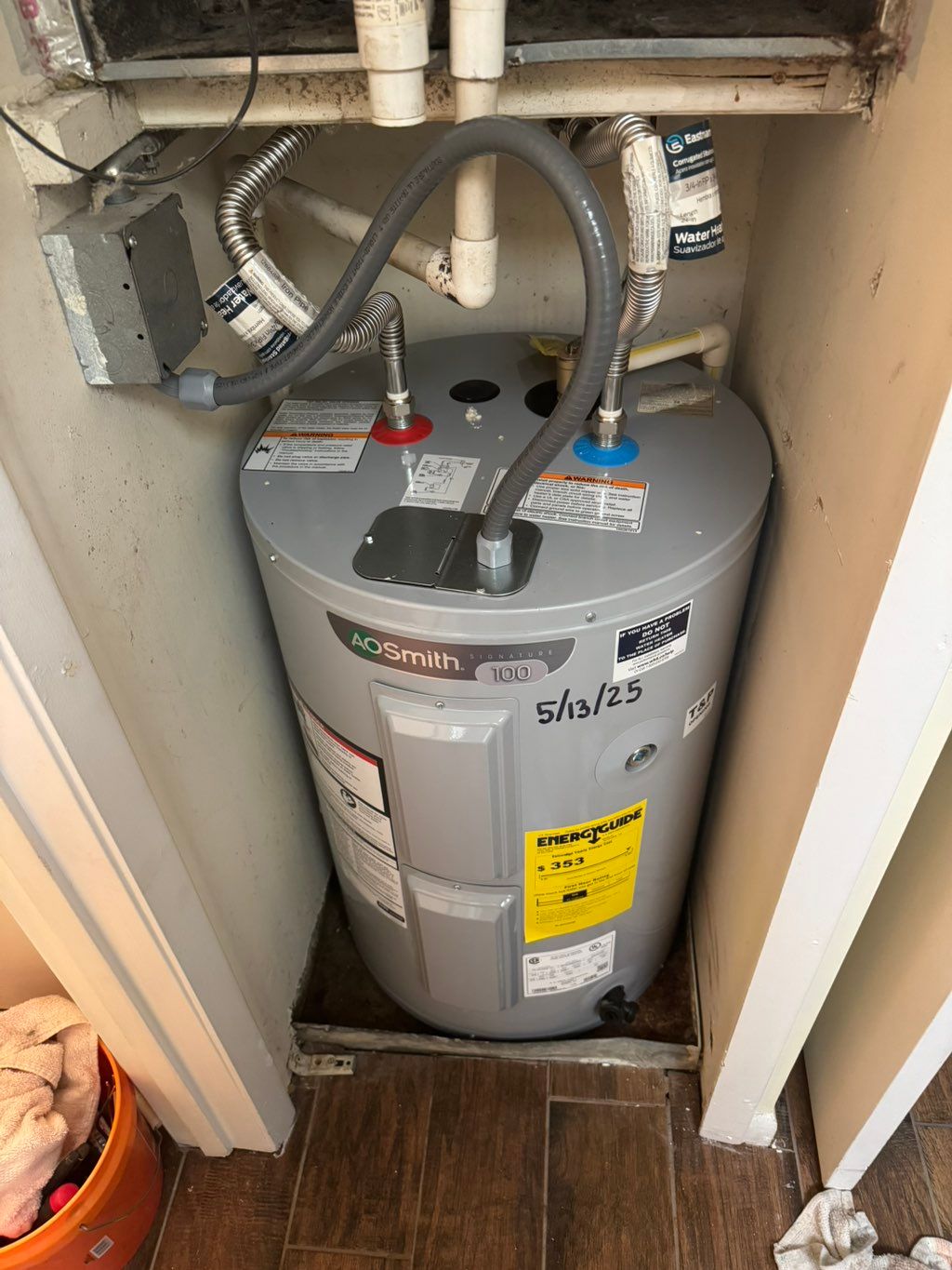 Water heater replacement with updated electrical a