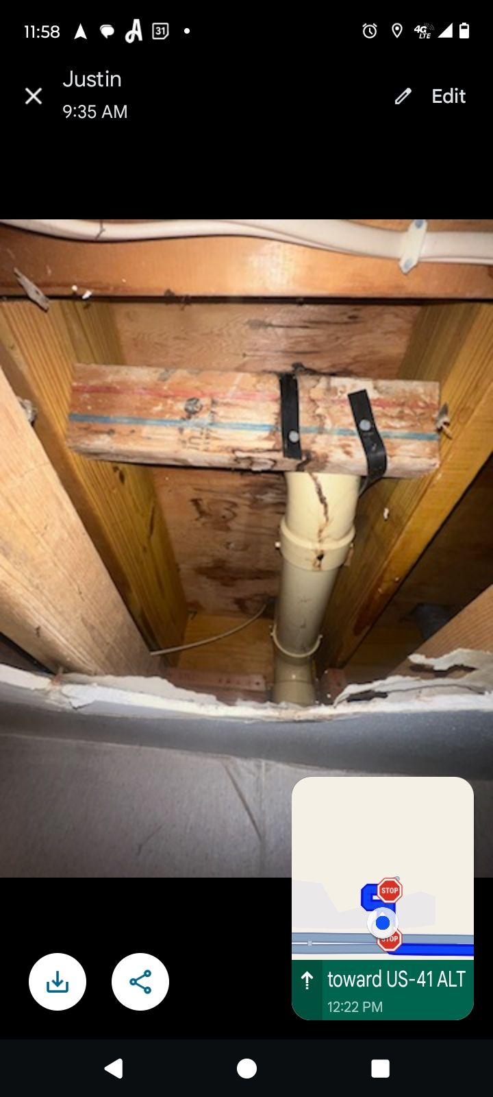 basement under a bathroom old leaks moldy and rott