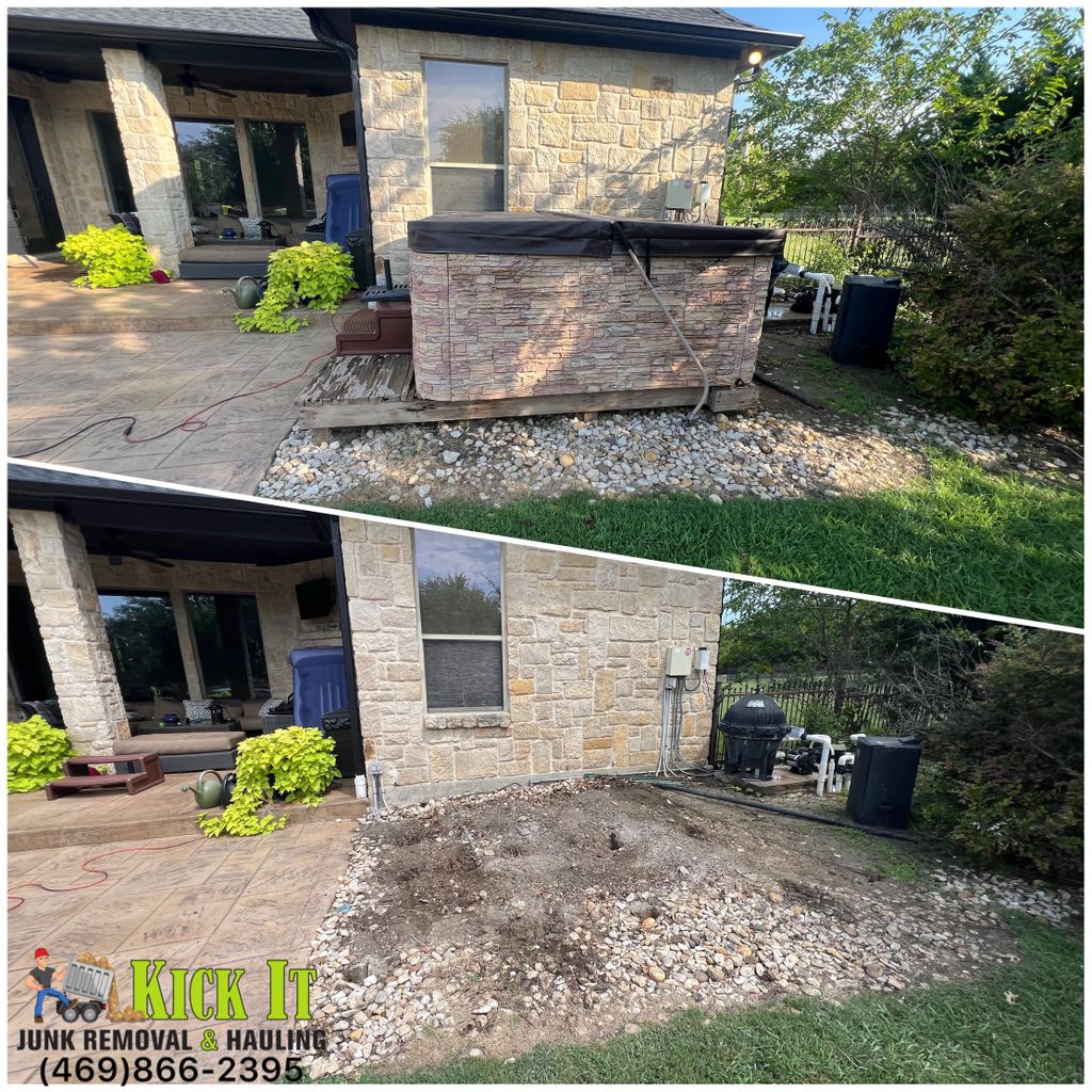 Before and after hot tub removal.
