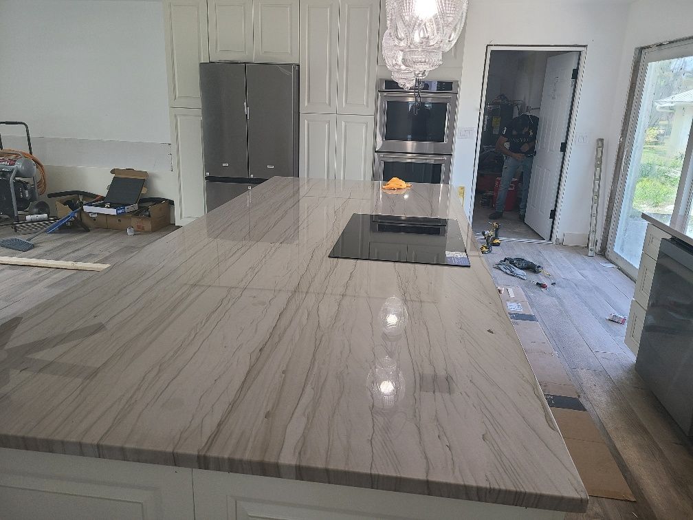 new island with updated kitchen