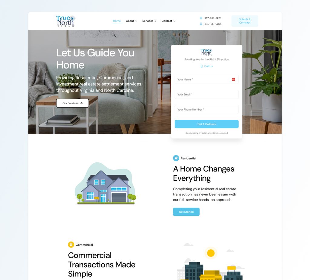 Redesigned True North Title’s site with a modern, 