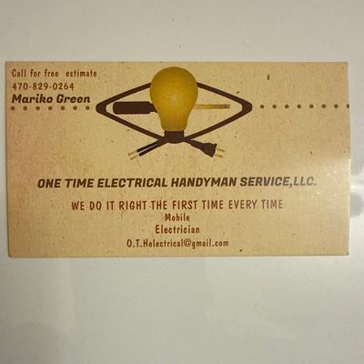 Avatar for OneTime Electrical Handyman Service,LLC.
