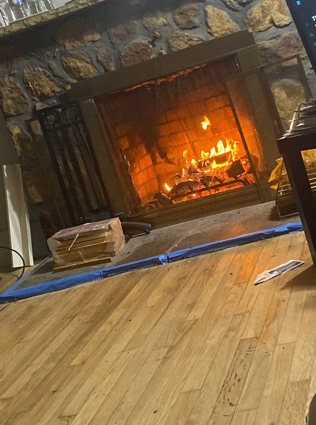 Masonry- Fireplace Whitewash & Makeover (Before)