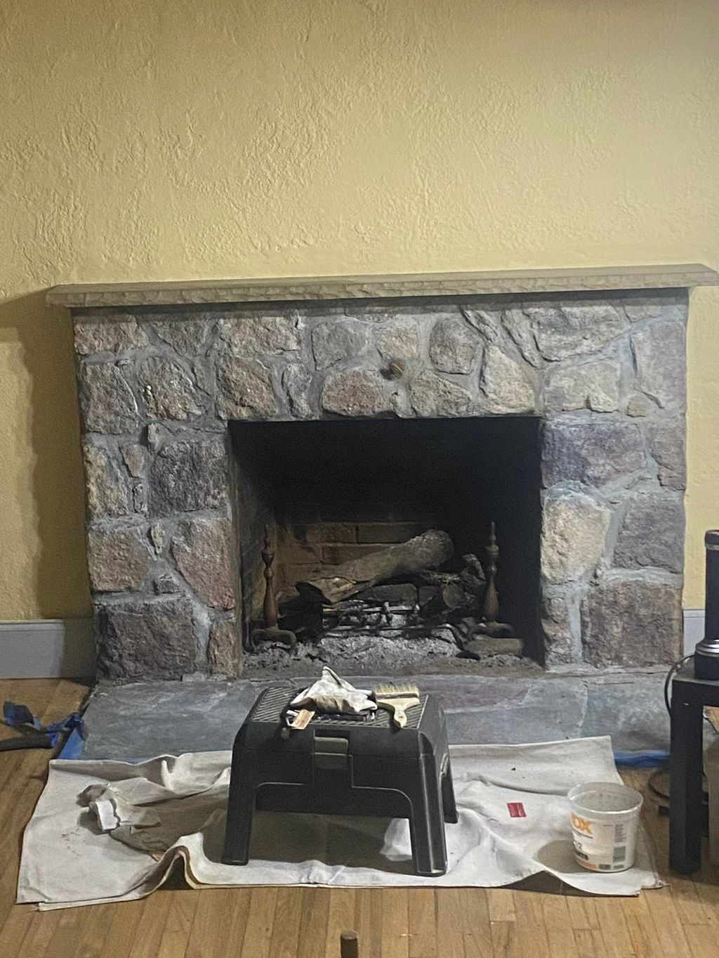 Masonry-Fireplace Whitewash & Makeover (After)