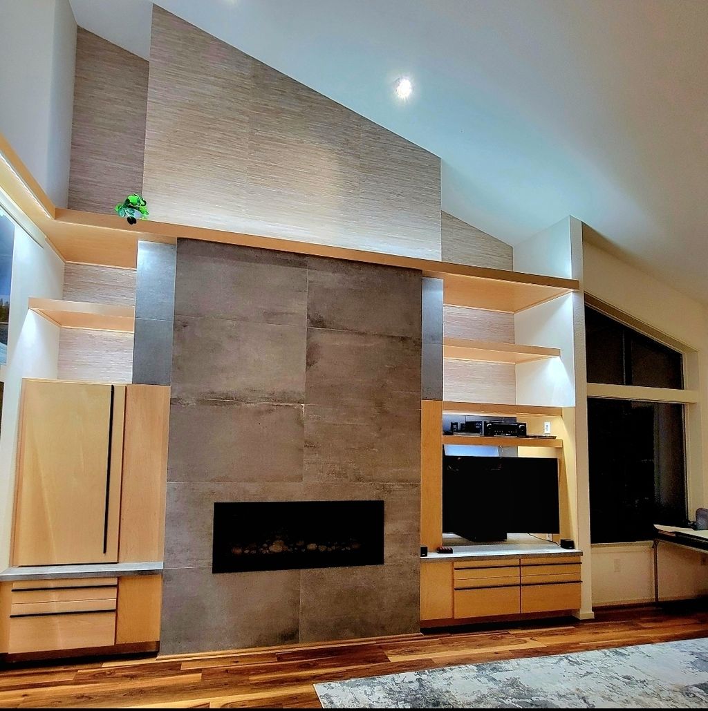 Interior design, grasscloth wallpaper