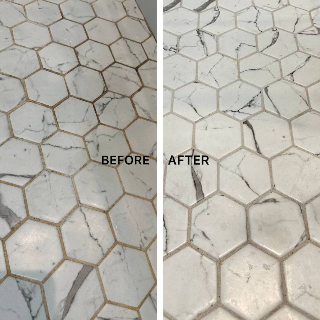 Tile deep cleaning – before & after.