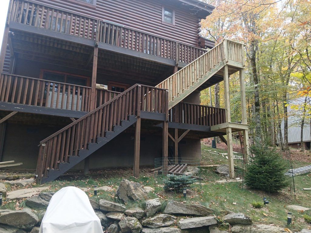 Second story staircase, landing and support