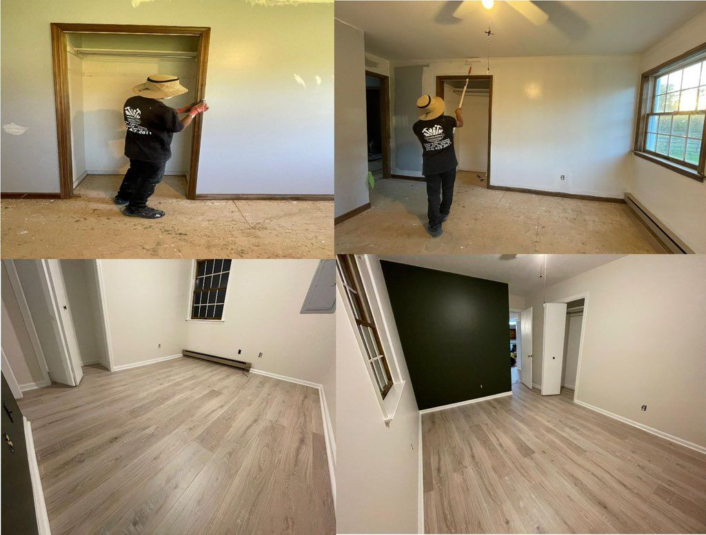 new floor, walls, trims and ceiling