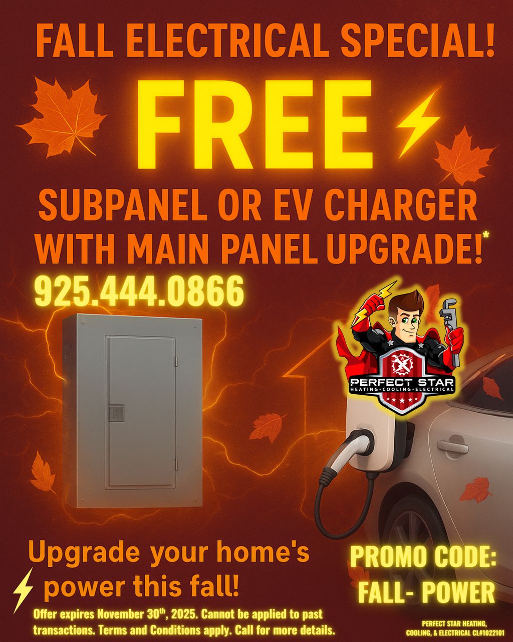 Free Subpanel or EV Charger with Main Panel Upgrad