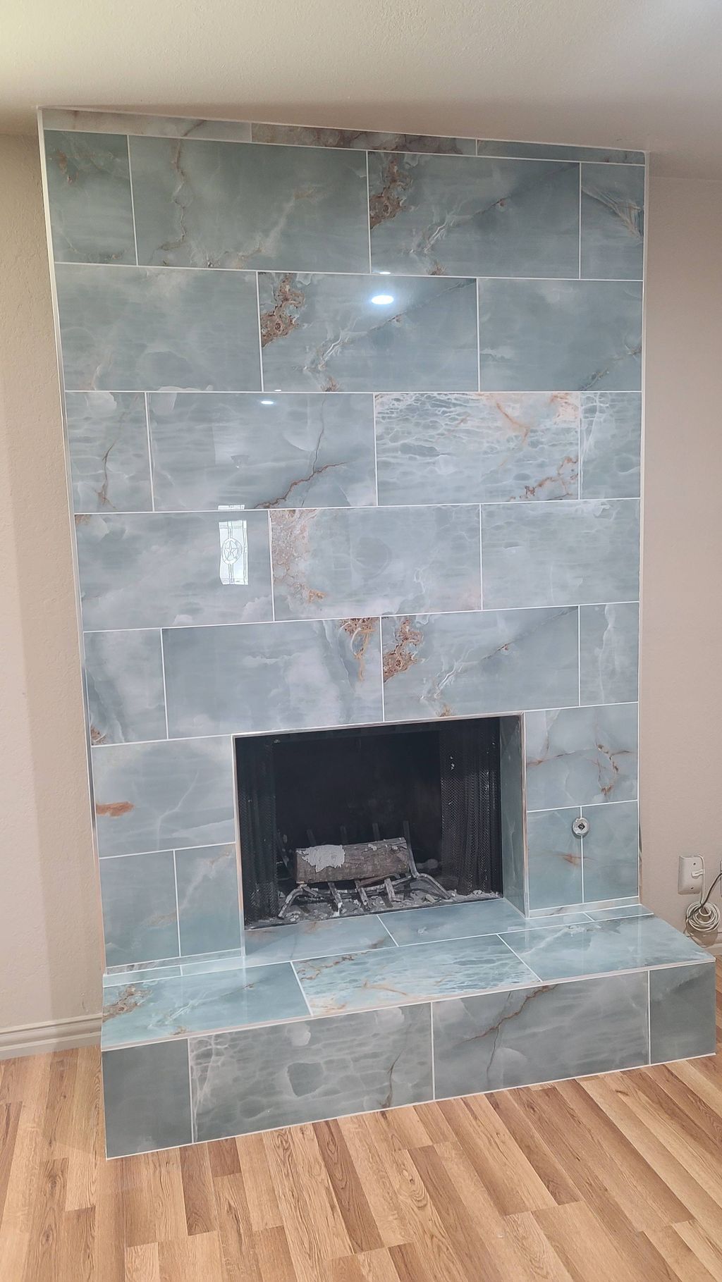 Fireplace tile finished