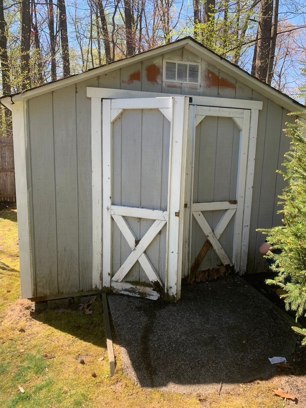 Before repairs. New doors built, painted, and rero