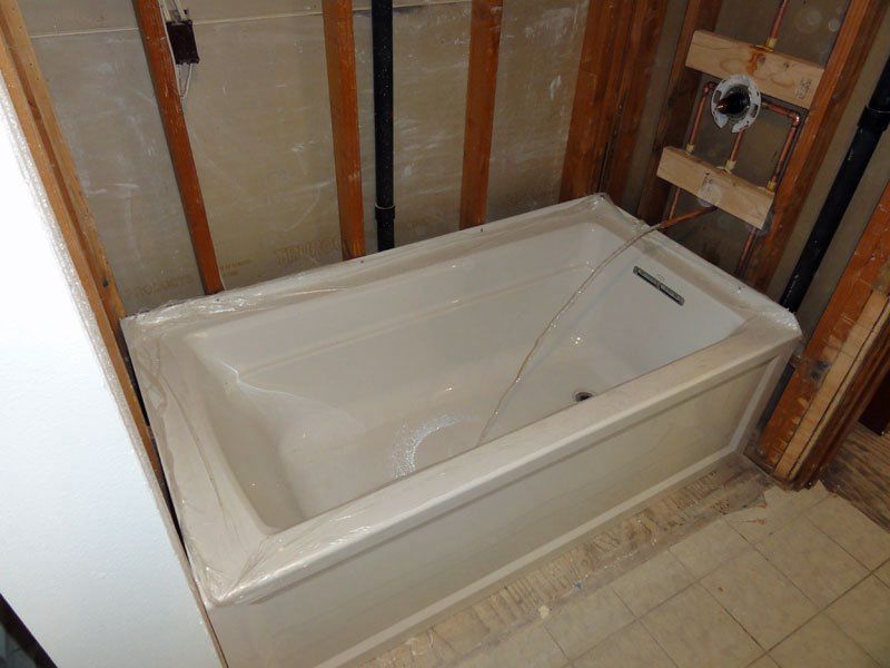 Tub installation and shower valve.