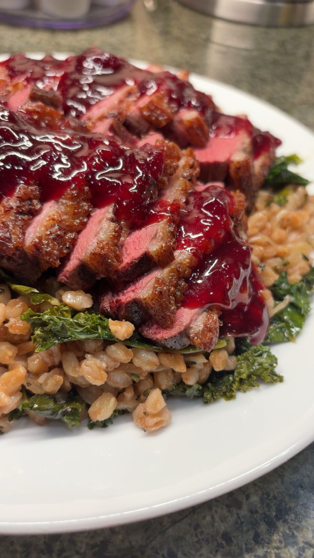 Hudson Valley Duck Breast with Cherries and Farro