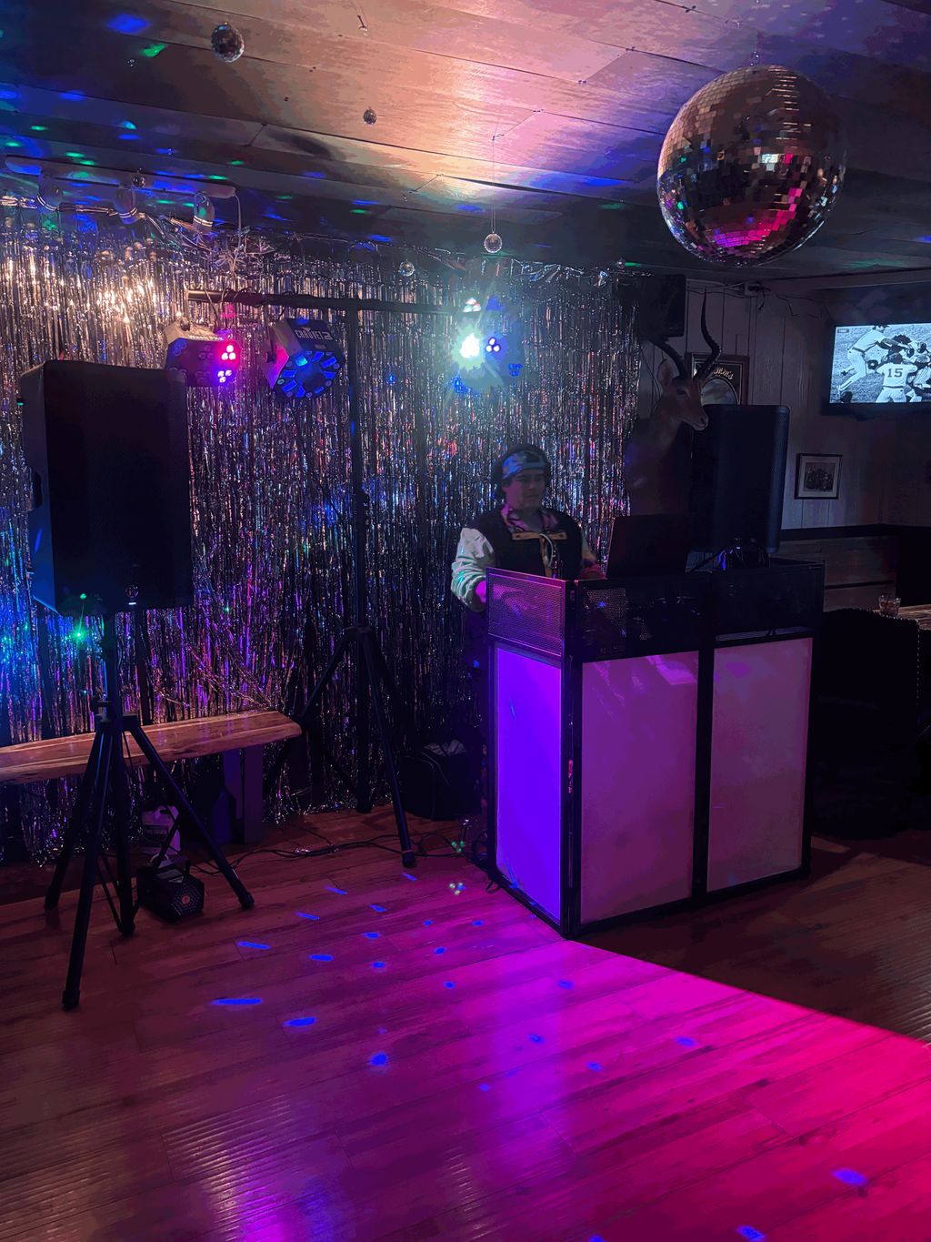 80s Prom - DJ Setup with Lighting and Fog Machine