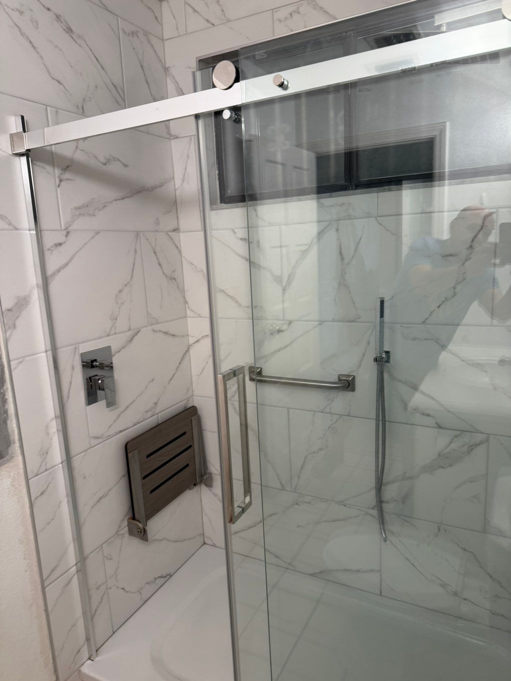 Installed shower door