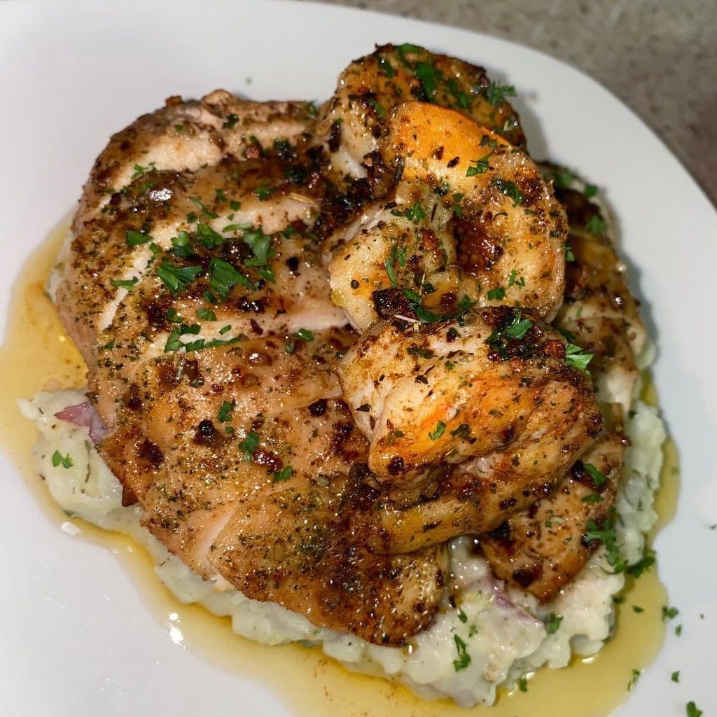 Wine Butter Sauce Risotto With Chicken & Shrimp