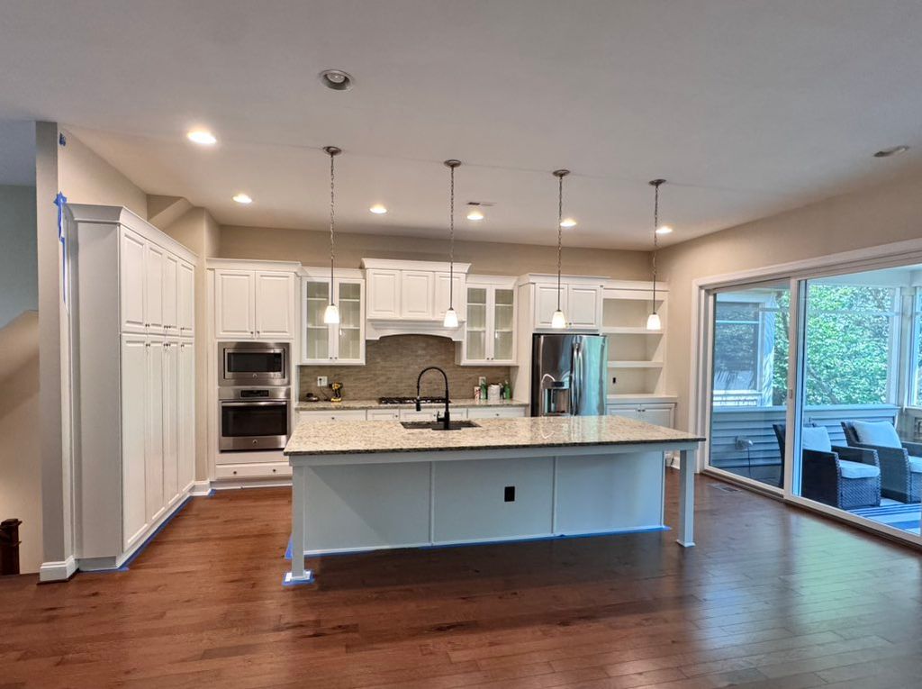 Cabinet resurfacing. From dark brown to chantilly 