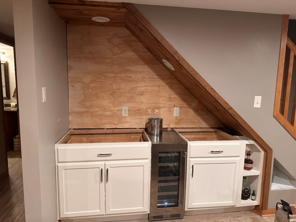 Custom bar including electrical relocation, can li