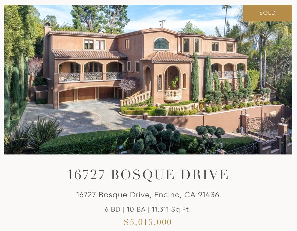 Recently Sold in Encino! 16727 Bosque Dr, Encino.