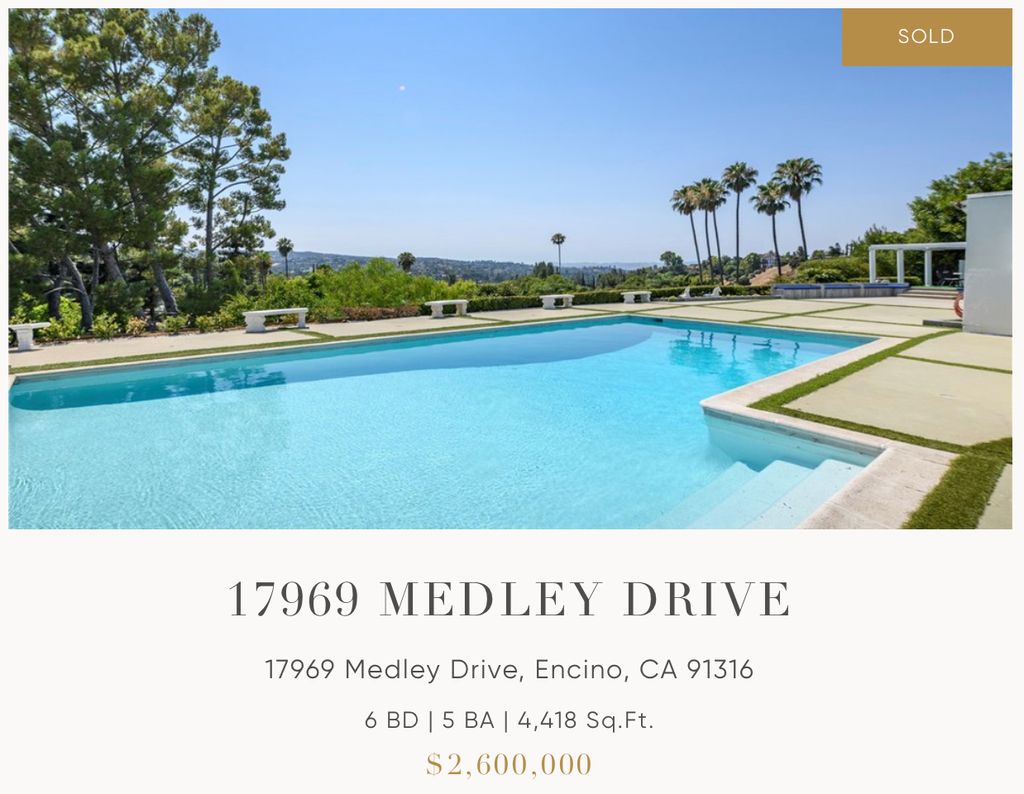Recently Sold in Encino! 17969 Medley Dr, Encino.