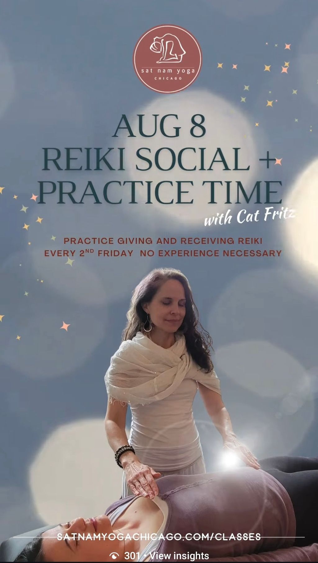 Flyer for a monthly Reiki share that I lead