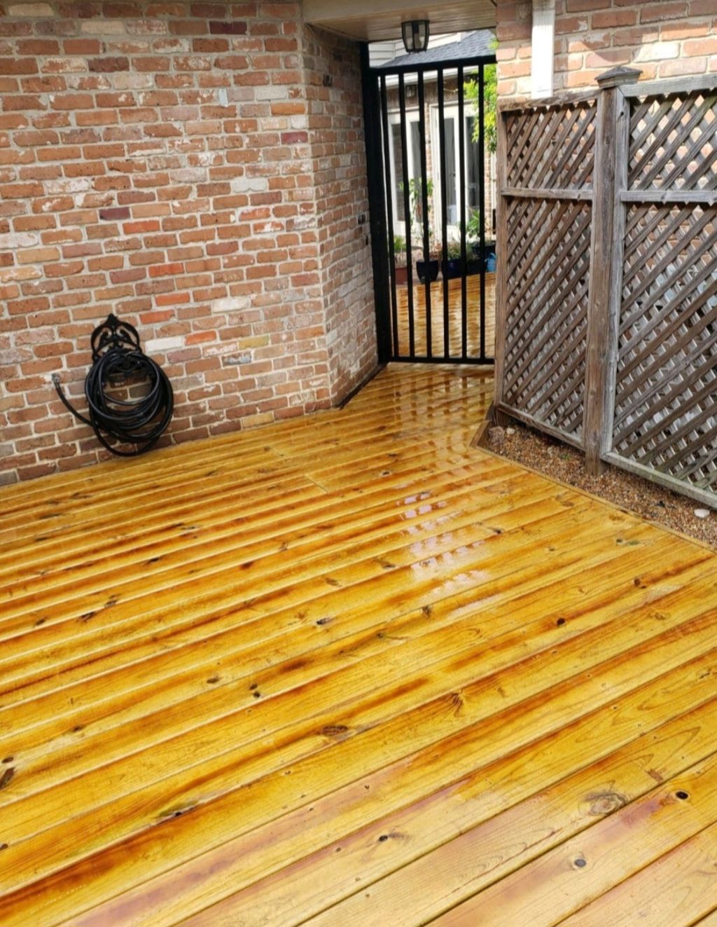Custom deck board deck with stain finish 