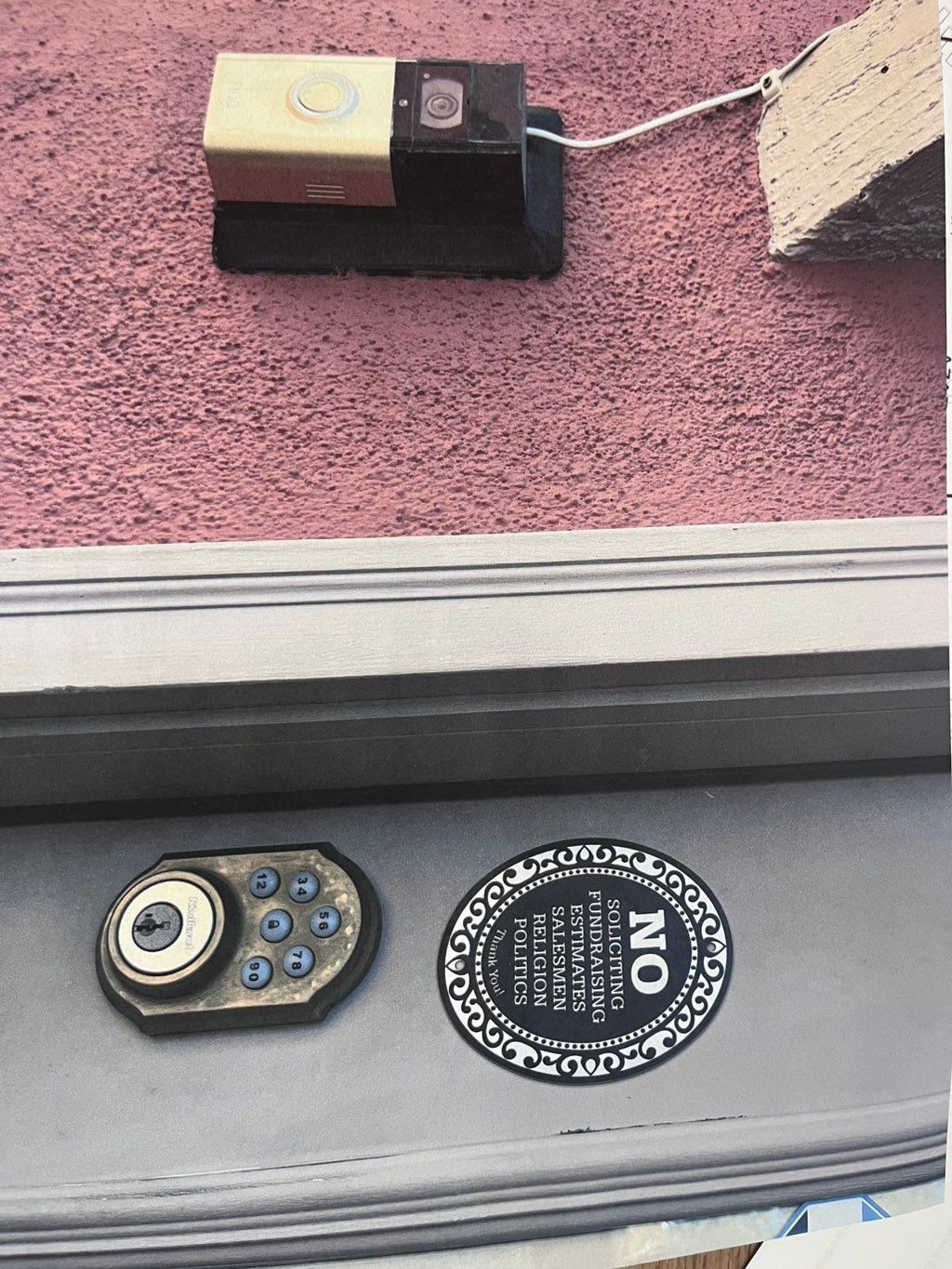 Ring solar doorbell installed and no solicitation 