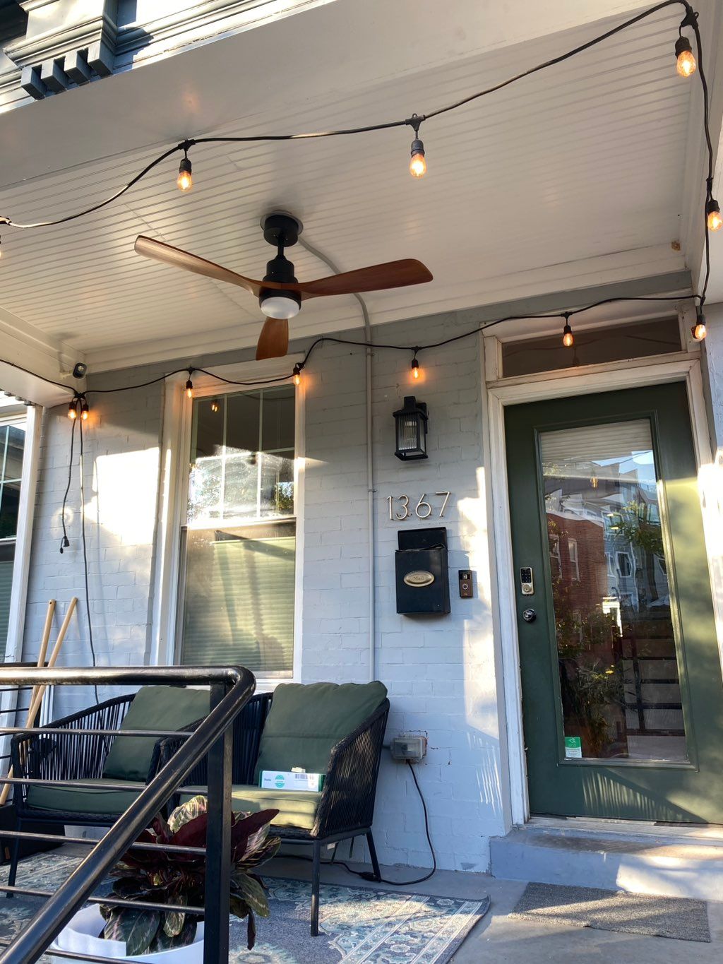 Surface mounted ceiling fan, ring doorbell upgrade