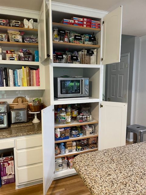 Family pantry and baking center transformed into a
