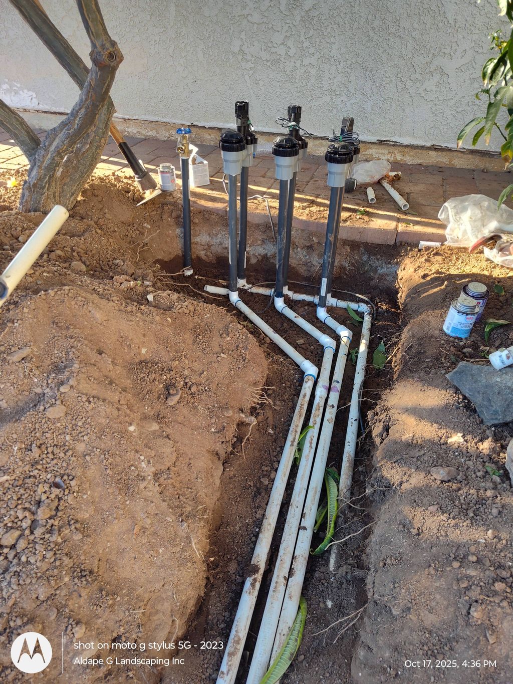 new irrigation system manifold installed 