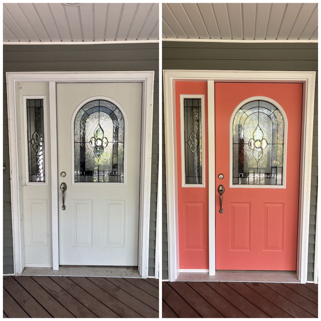 We brightened up this home’s entryway with Coral P