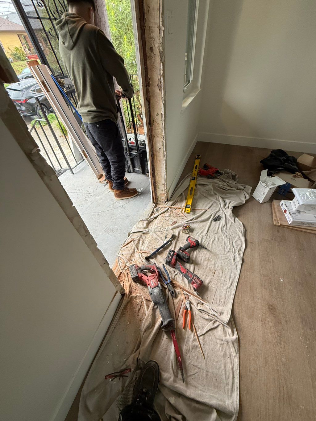 Demo security gate and existing door 