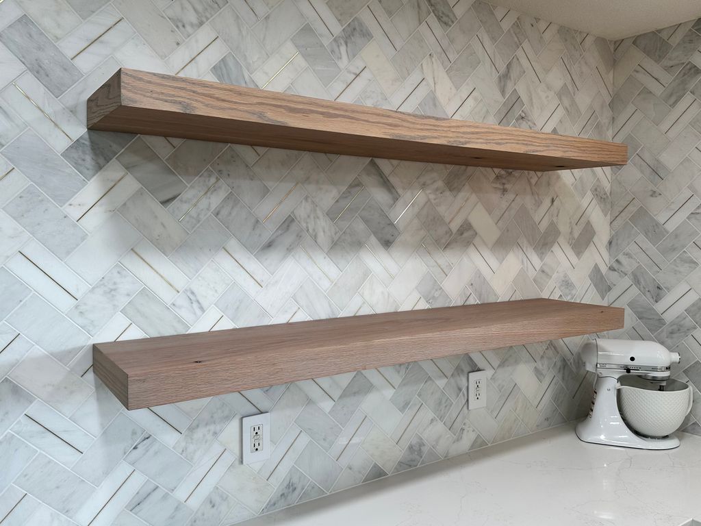 White Oak floating shelves! I love carpentry jobs 