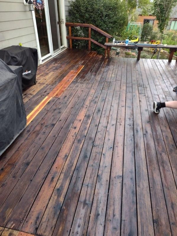 A portion of a deck we stained for a client in the