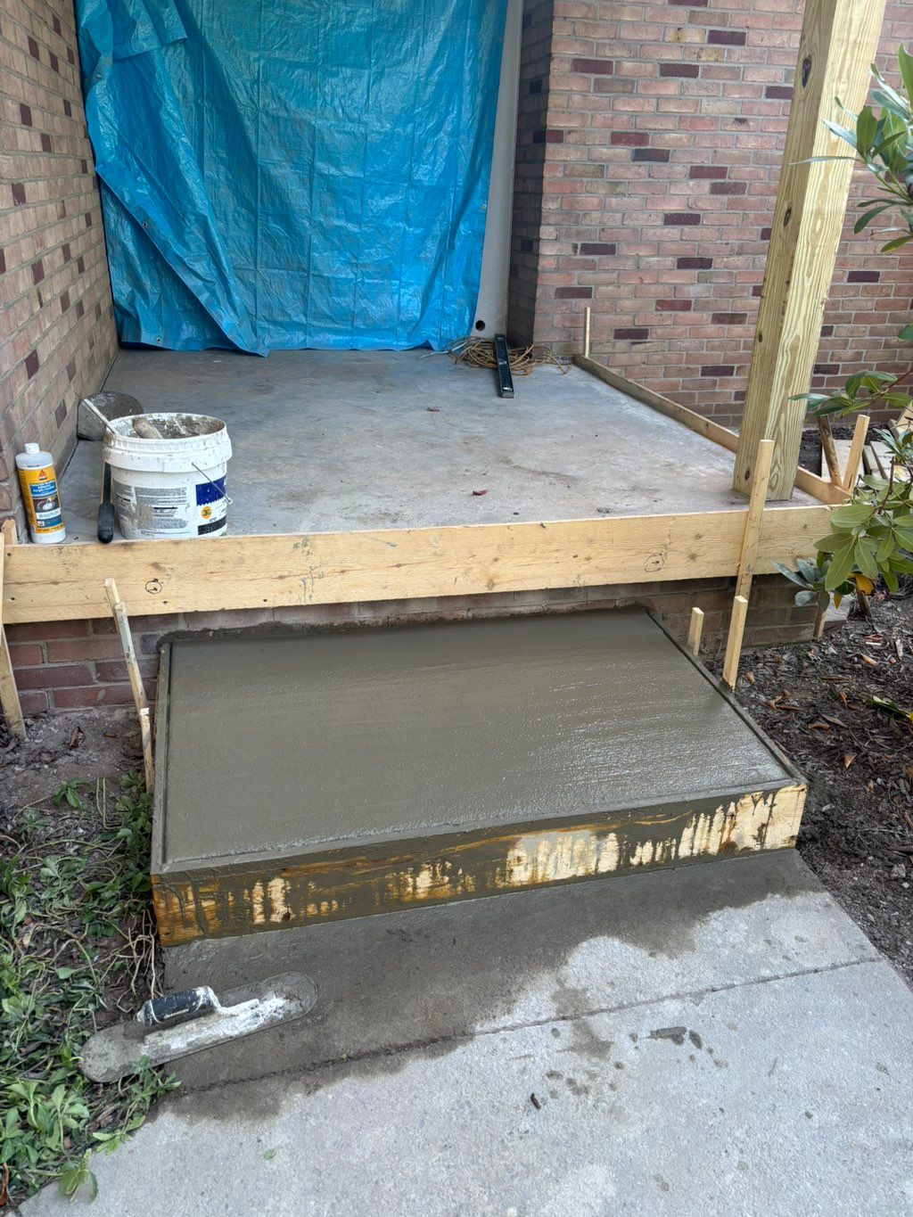 Raised the upper concrete slab, Lower slab we demo