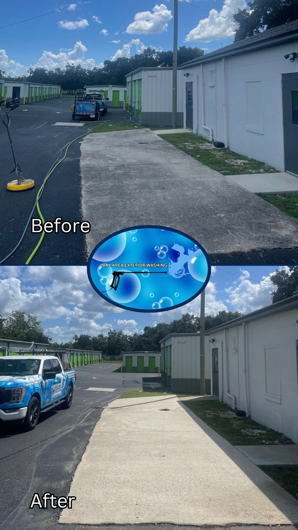 Dumpster pad cleaning- before and after