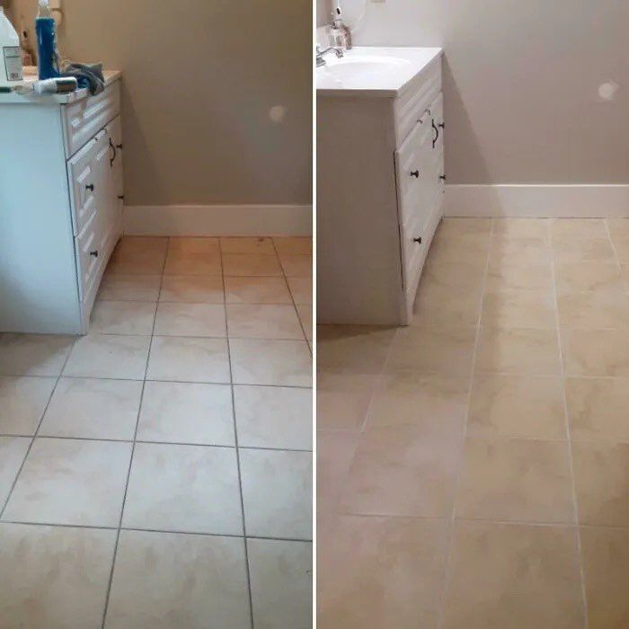 Deep clean on a bathroom. Did some tile scrubbing!