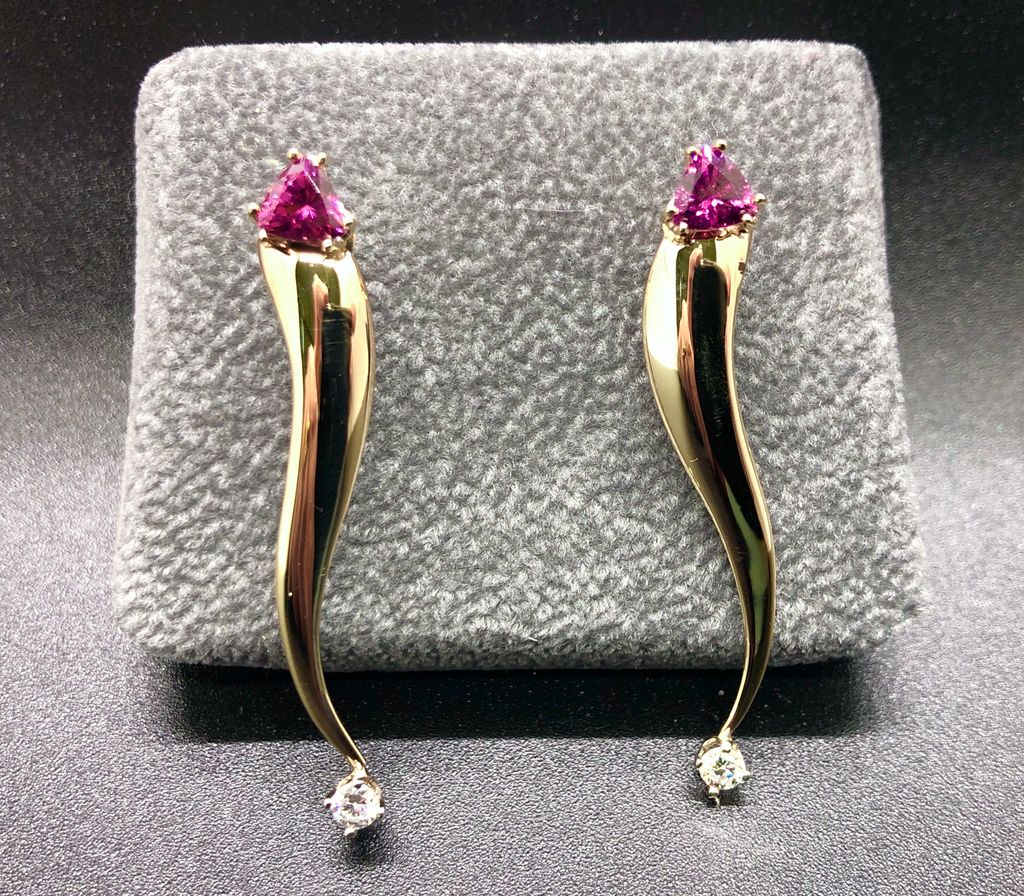 Pink Tourmaline and Diamonds - 14 Karat Yellow & W